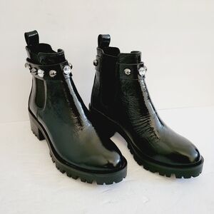 NEW Karl Lagerfeld Paris Porshay Black Studded Leather Ankle Boots Size 5.5